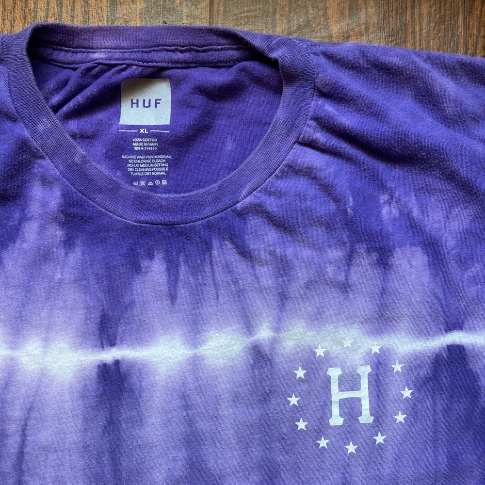 HUF Purple Tie Dye Crewneck Tee Shirt